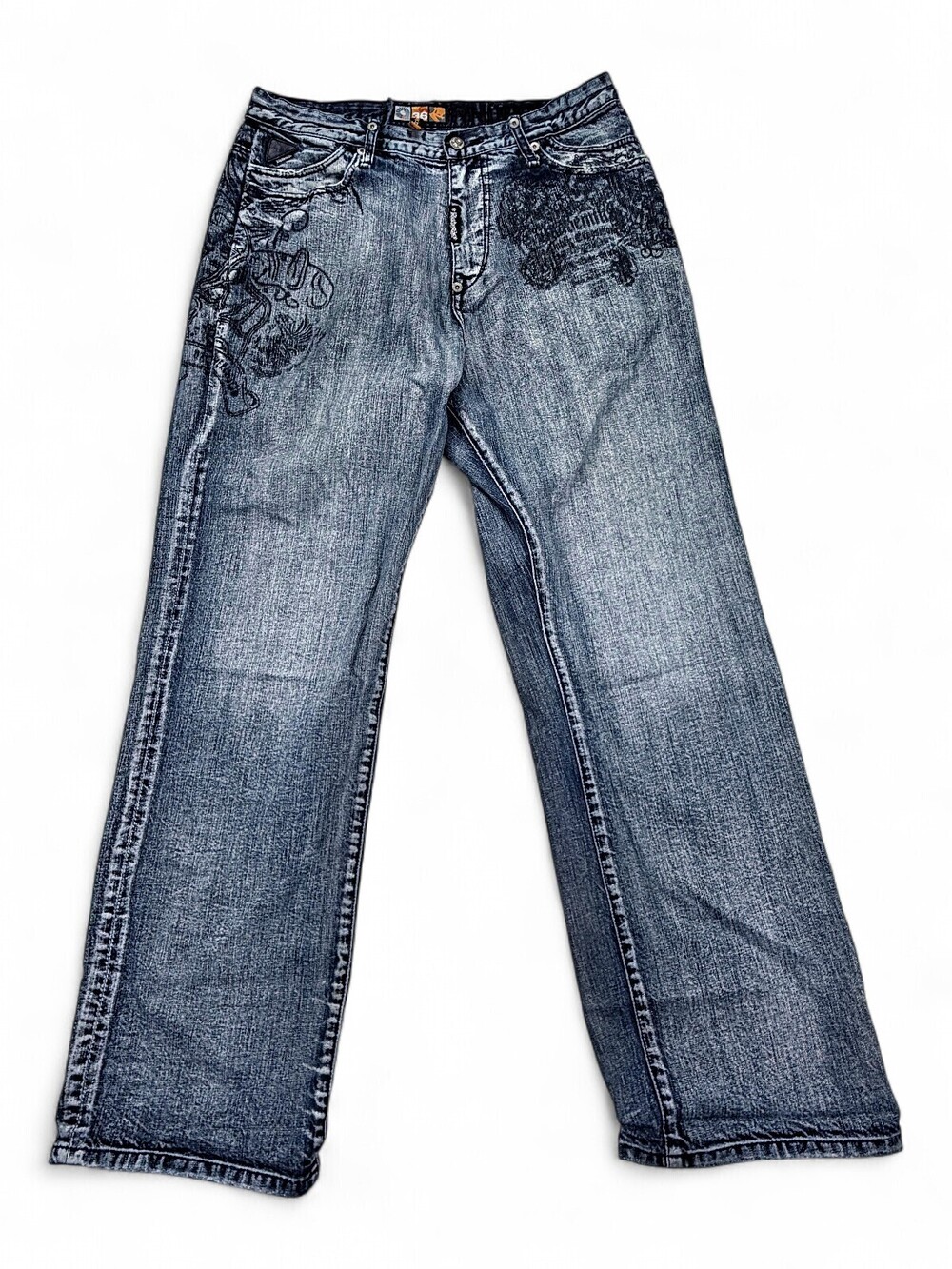 Akademiks Men's Straight Jeans Waist 36 Grey Graphic